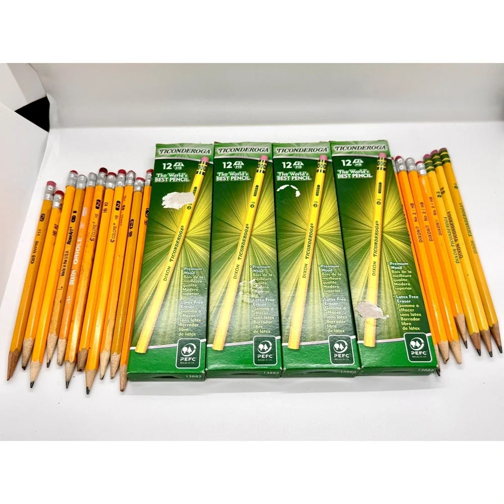 Dixon Ticonderoga No 2 Pencils Bulk Lot‎ 48ct Boxes Plus Mixed Loose Pencils HB